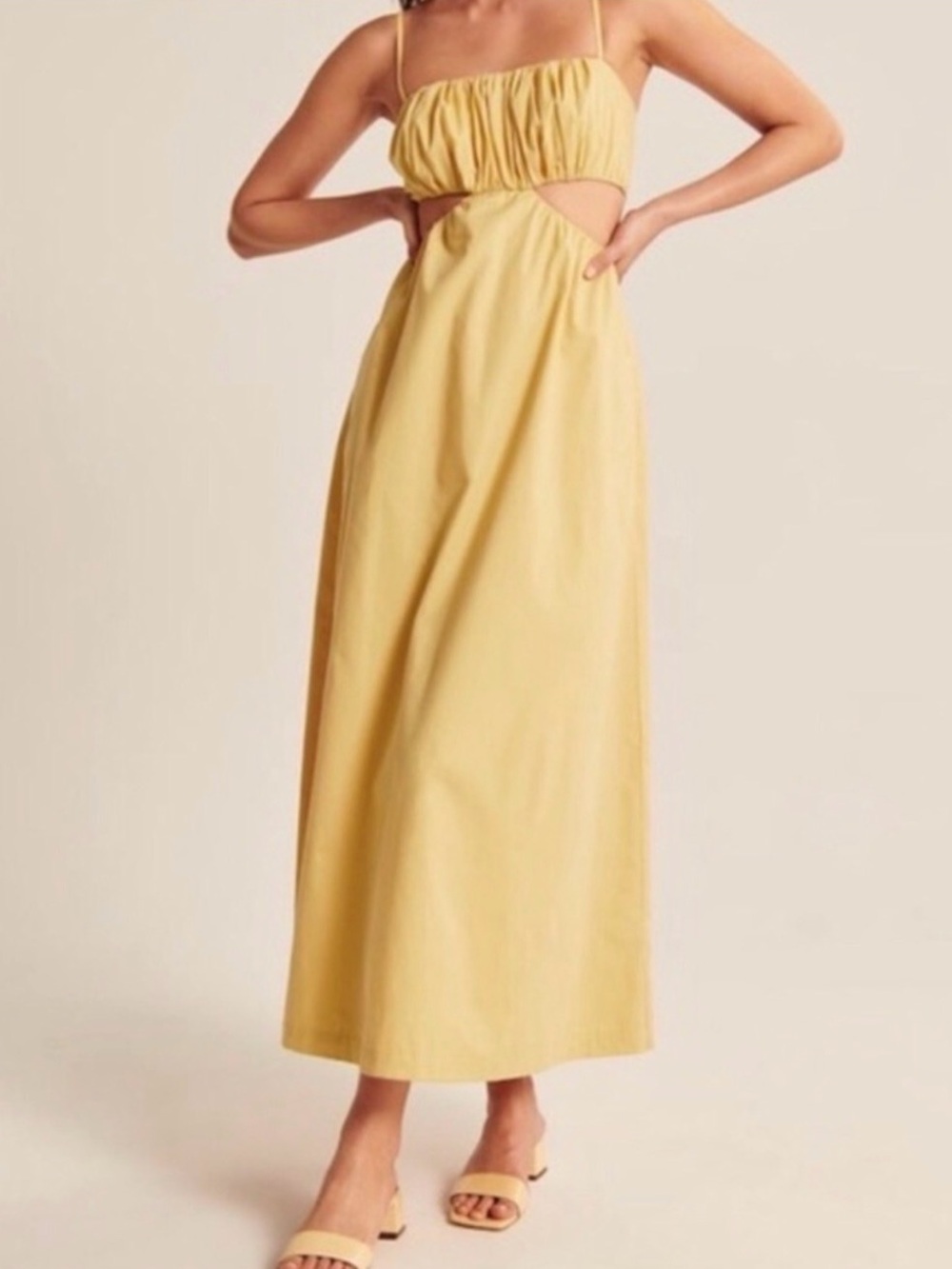 Abercrombie & Fitch Bubble Top Yellow Maxi Dress Size Small Tall
